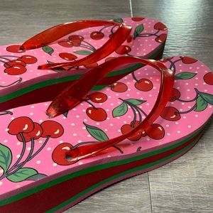 Wedged Cherry Flip Flops